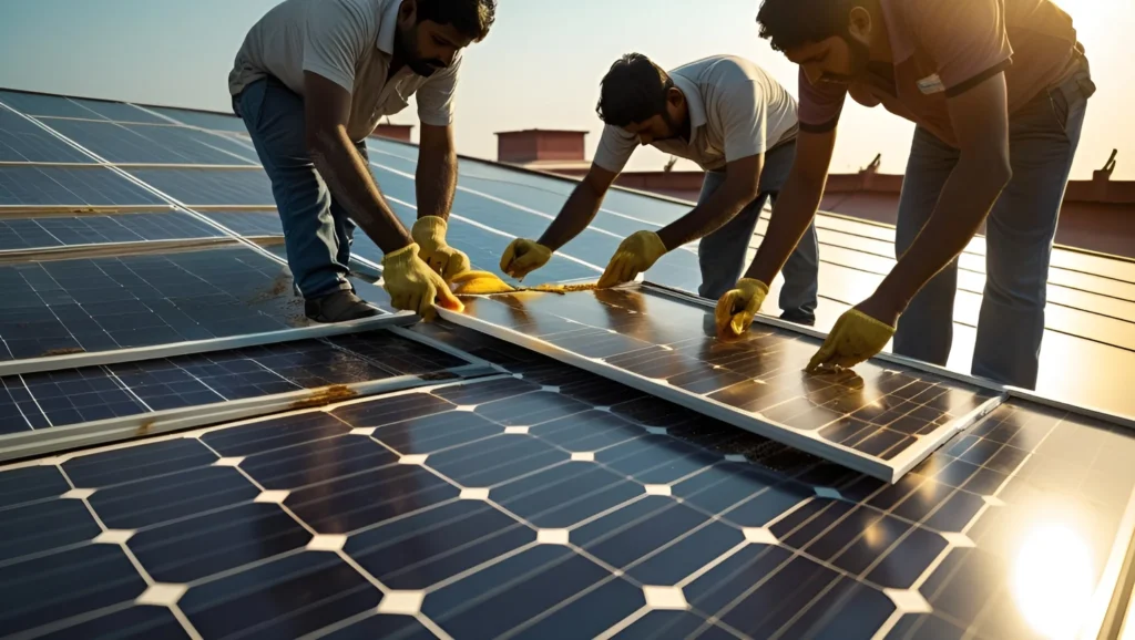 सोलर पैनल्स की सर्विसिंग: Solar Panel Maintenance Tips India 3